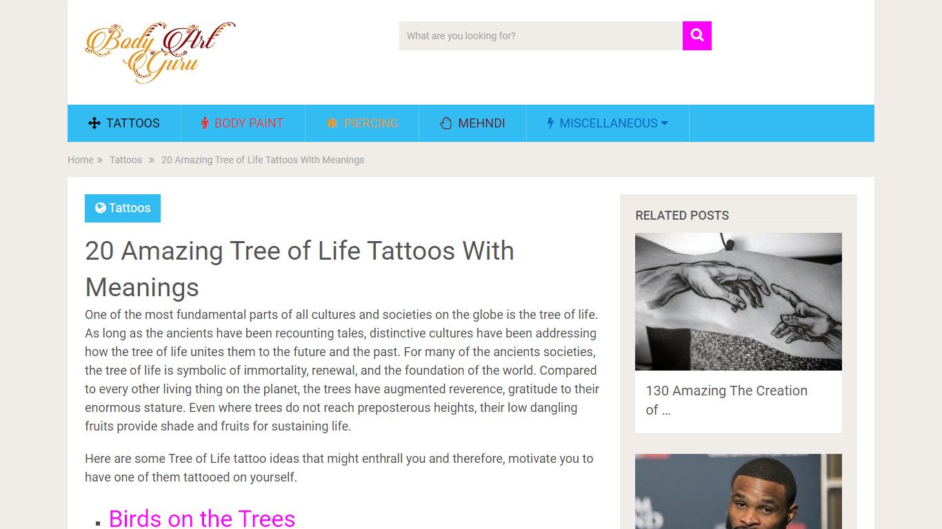 20 Amazing Tree of Life Tattoos With Meanings - Body Art Guru